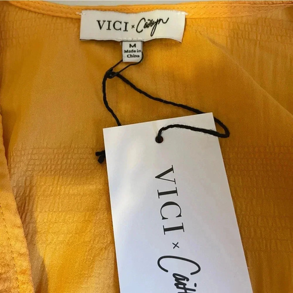 Vici X Caitlyn Woman’s Crop Top Size Medium Long Sleeve V Neck Rope Tie NEW - Picture 3 of 8